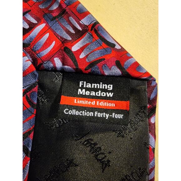 J Garcia Men's Tie Flaming Meadow Limited Edition Collection Forty-Four Red - Picture 5 of 5